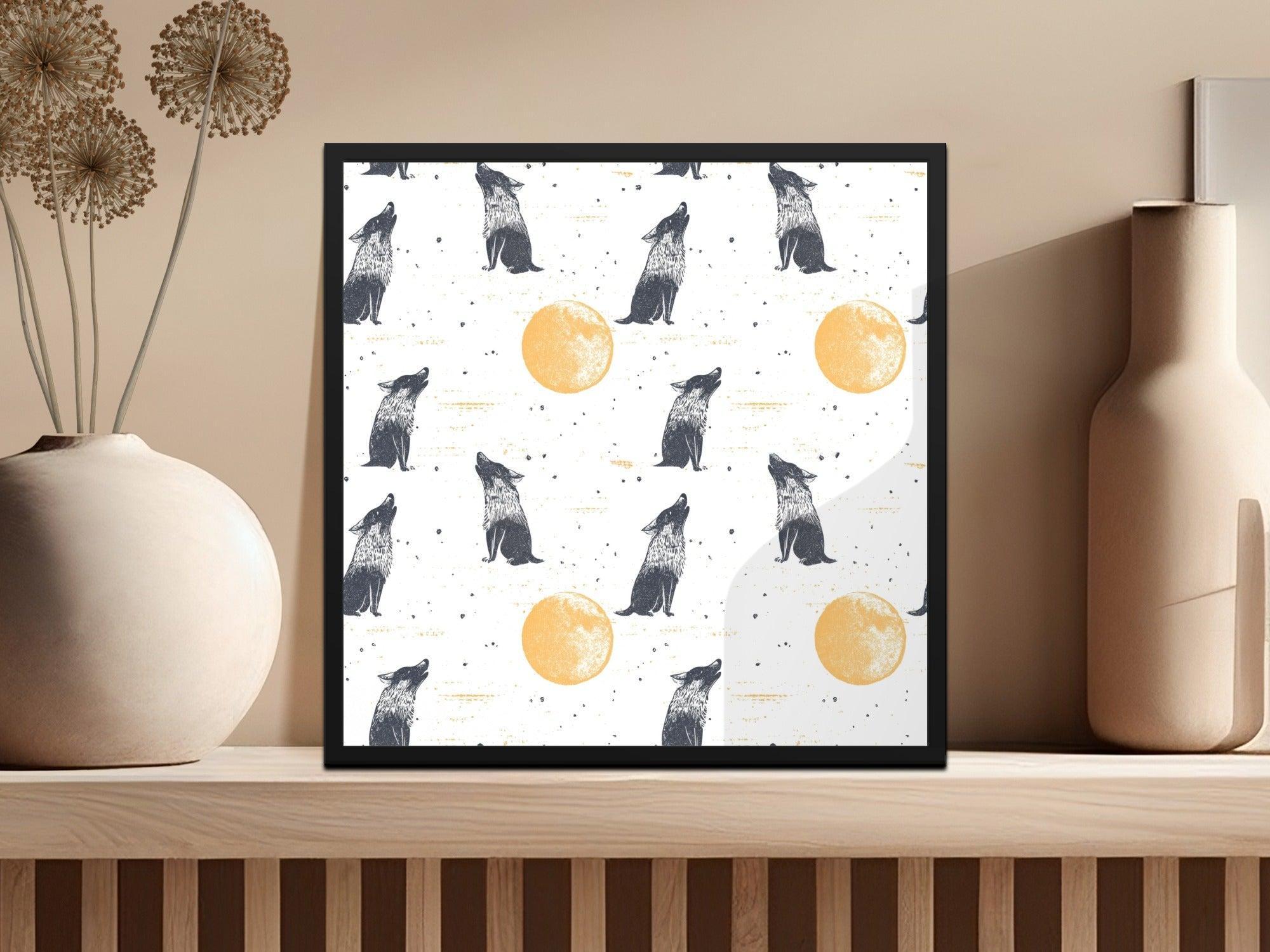 Wolf Moon Digital Paper, Seamless Pattern, JPEG, Wolf Howling, Moon, Animal Print, Fabric Design, Scrapbooking, Digital Download - Moore and Mountain