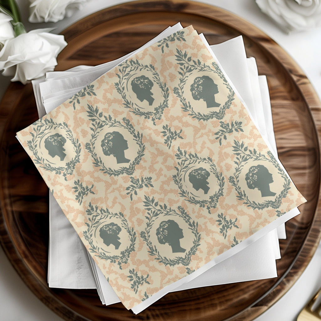 Woman Silhouette Digital Paper, Floral Frame Digital Pattern, Seamless Feminine JPEG for Crafting, Scrapbooking, Printing - Moore and Mountain