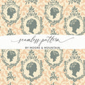 Woman Silhouette Digital Paper, Floral Frame Digital Pattern, Seamless Feminine JPEG for Crafting, Scrapbooking, Printing - Moore and Mountain