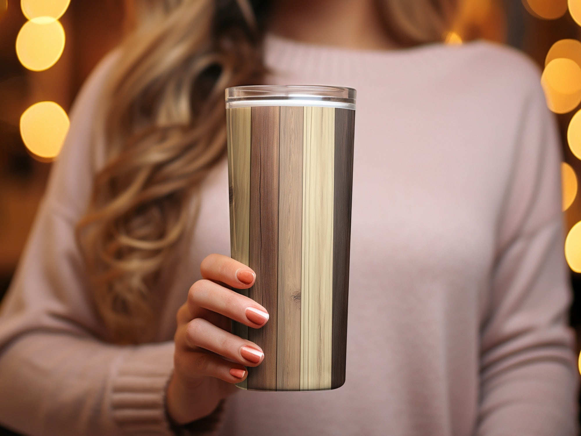 Stylish Wooden Pattern Insulated Tumbler for Beverages