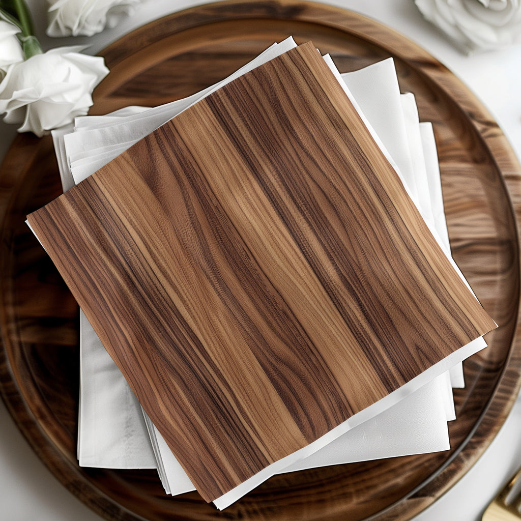 Elegant Wooden Texture Design Tissue Napkin Set