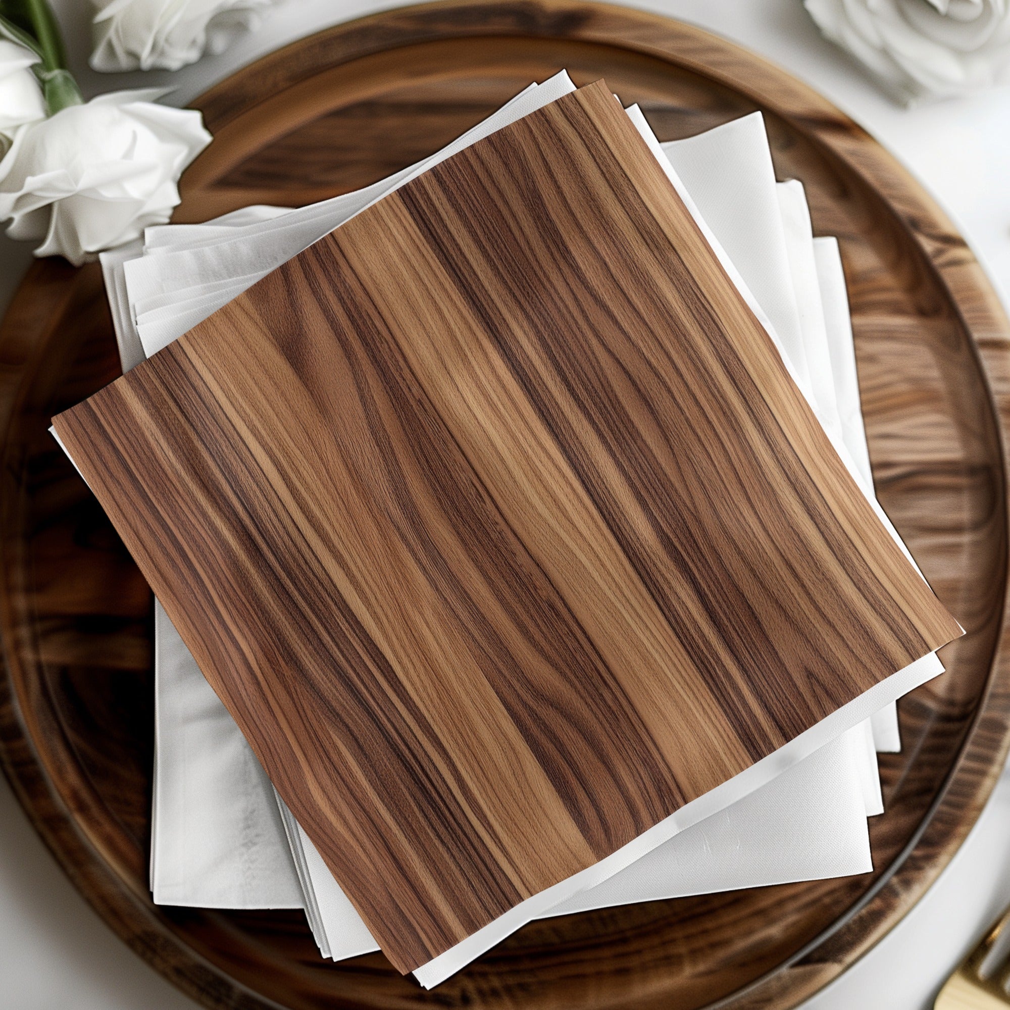 Elegant Wooden Texture Design Tissue Napkin Set