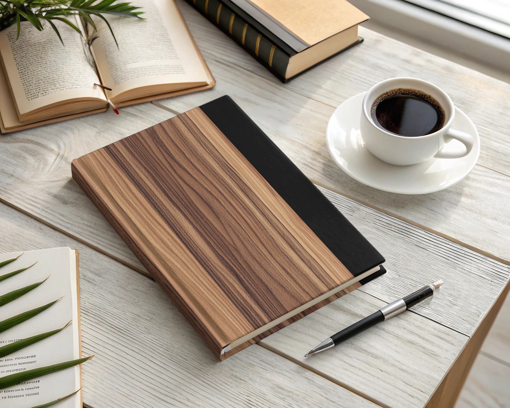 Elegant Hardcover Wooden Design Notebook for Writing