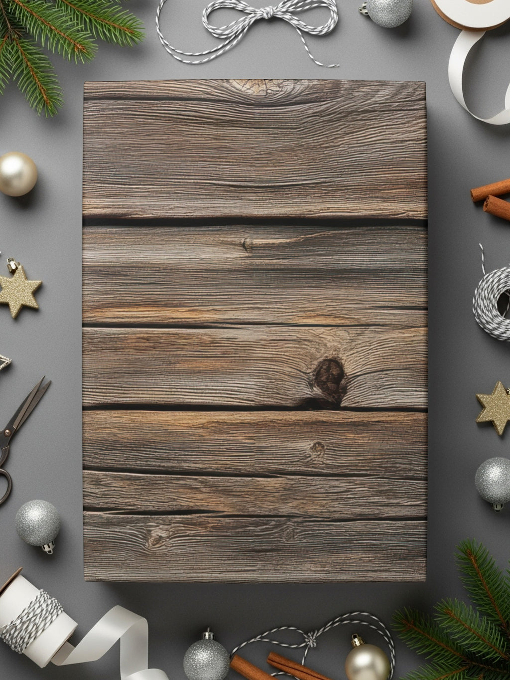 Rustic Wooden Holiday Gift Wrapping Paper Product