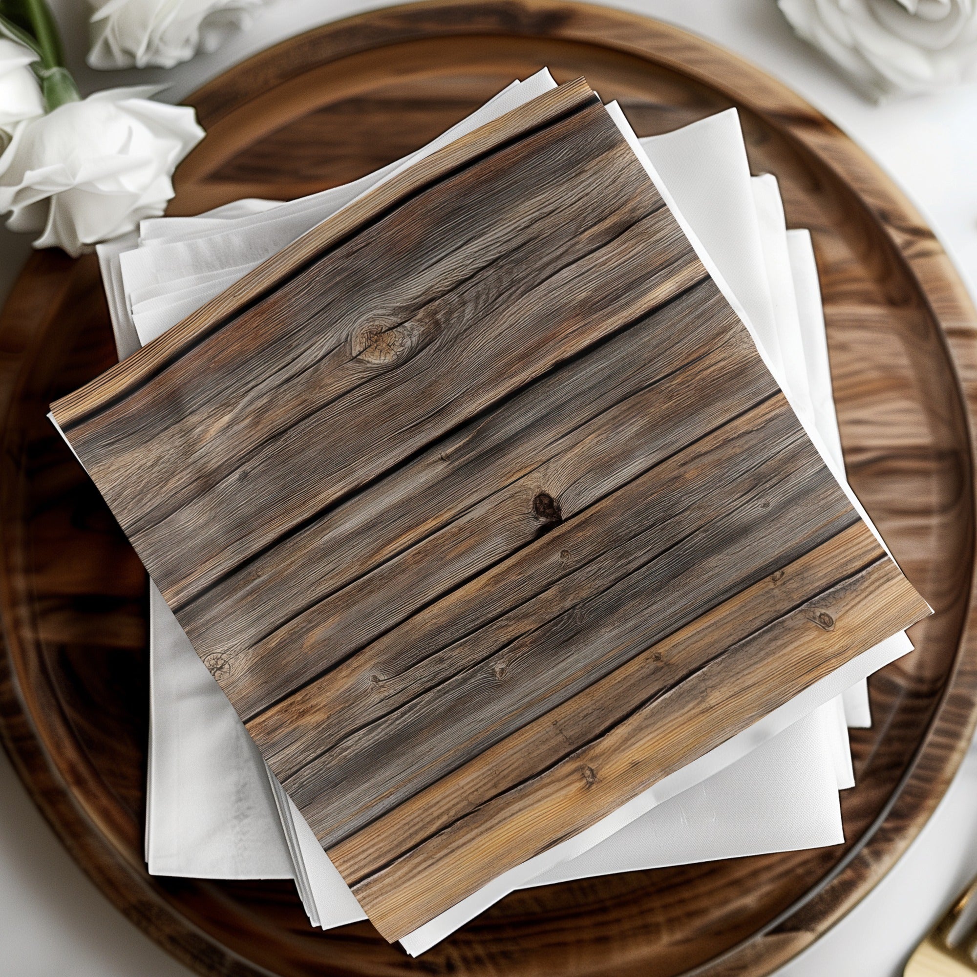 Rustic Wooden Design Square Napkins for Special Events