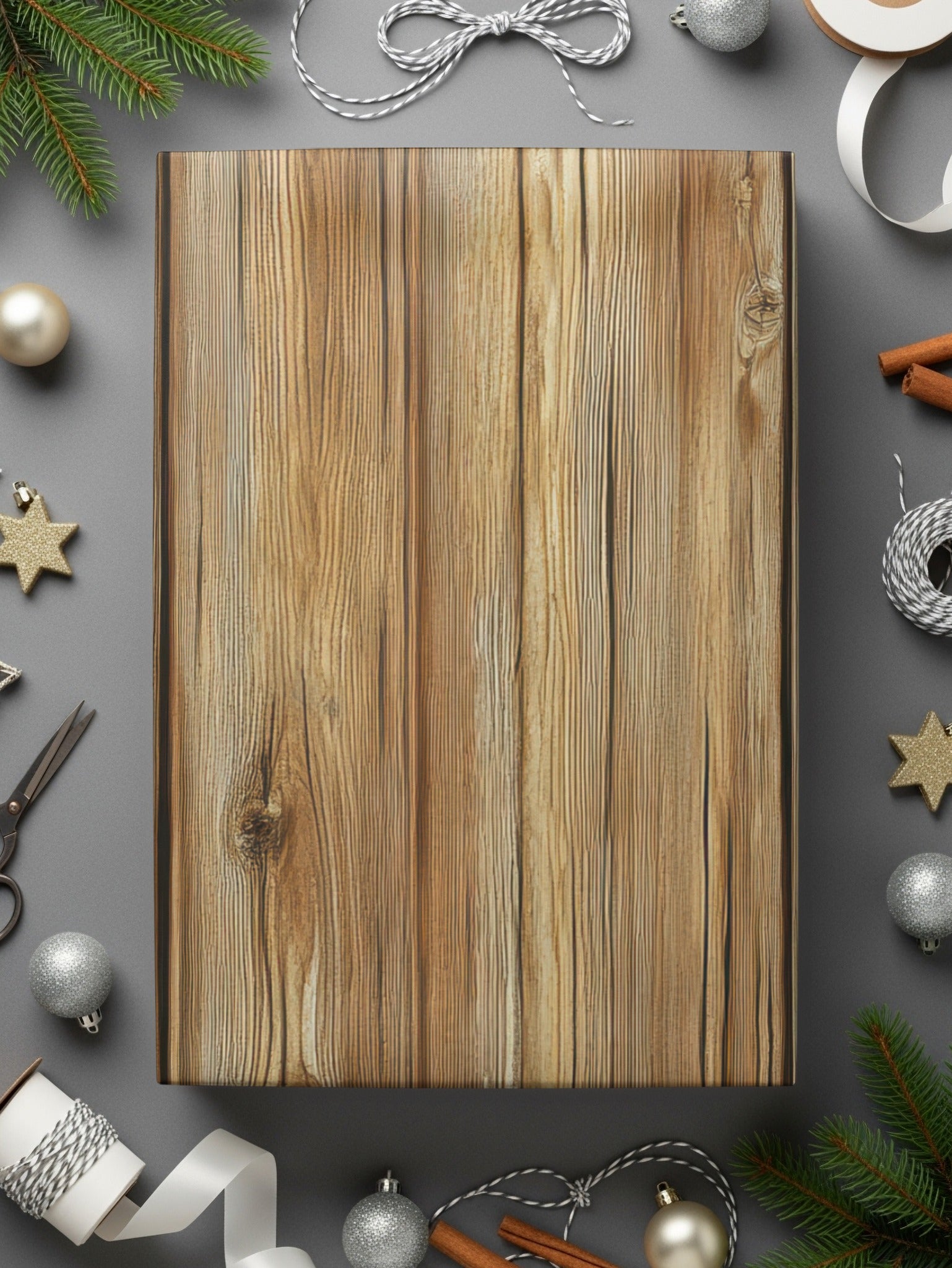 Rustic Wooden Texture Festive Gift Wrapping Paper