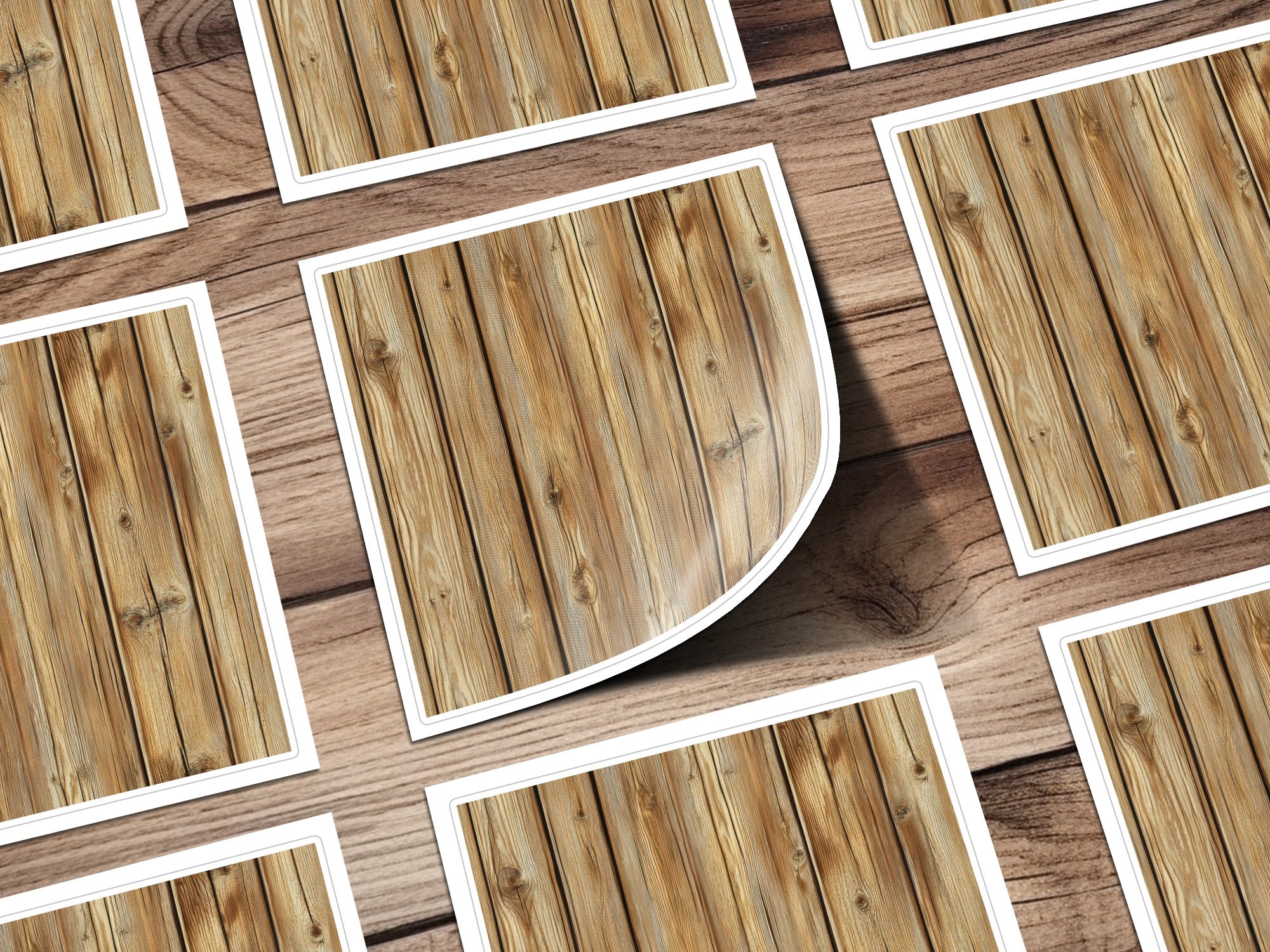 Realistic Wood Plank Design Sticker Set for Home Decor