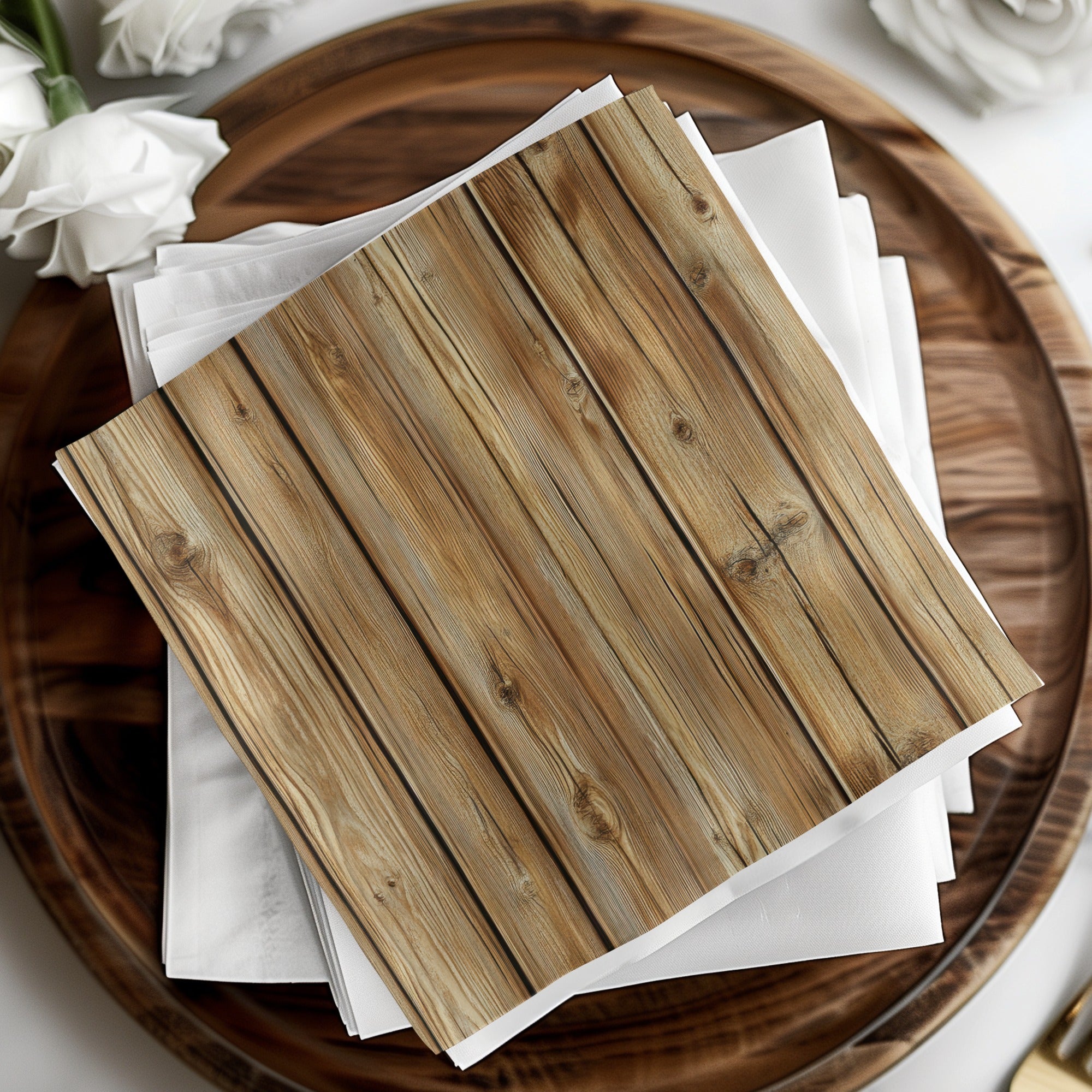 Rustic Wooden Design Square Paper Napkins Product