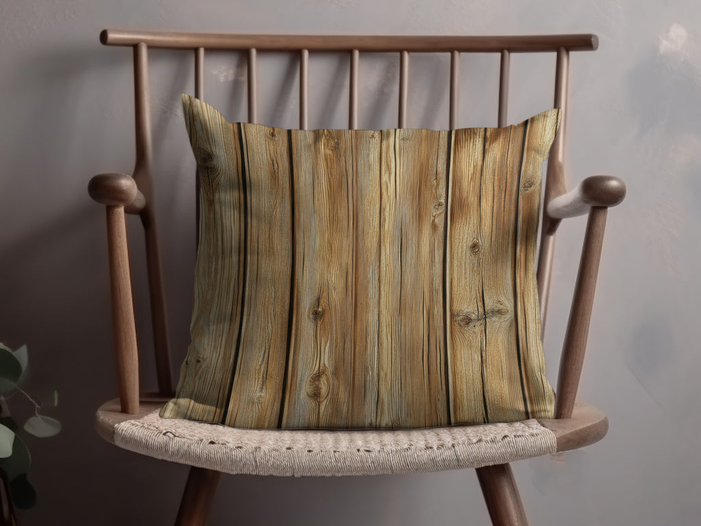 Rustic Wooden Plank Design Throw Pillow Cover