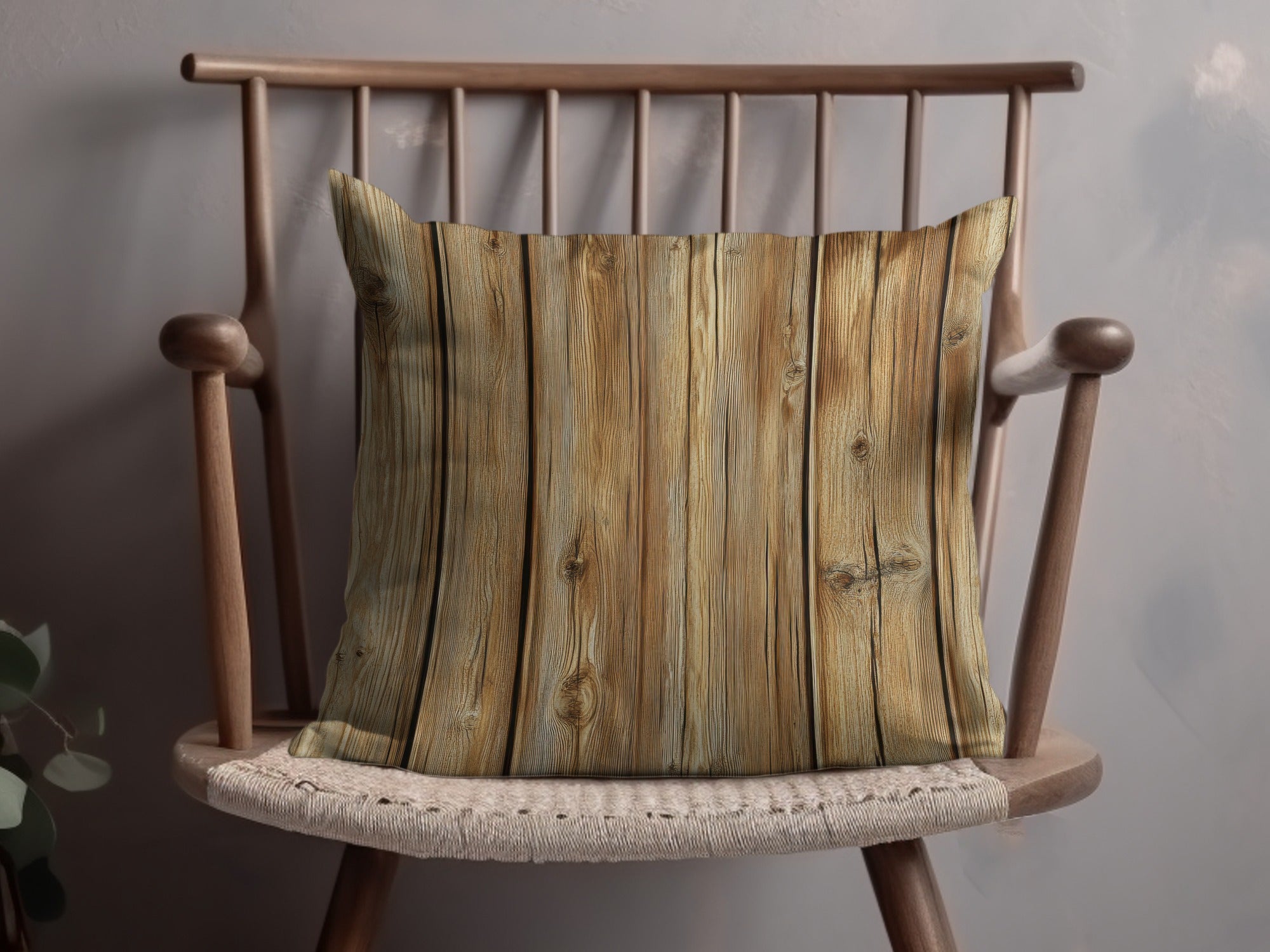 Rustic Wooden Plank Design Throw Pillow Cover