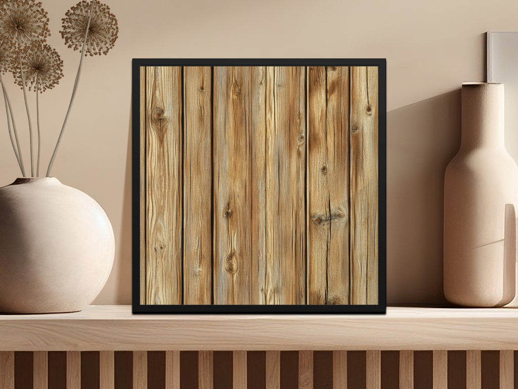 Rustic Wood Texture Print Framed Wall Art Decor