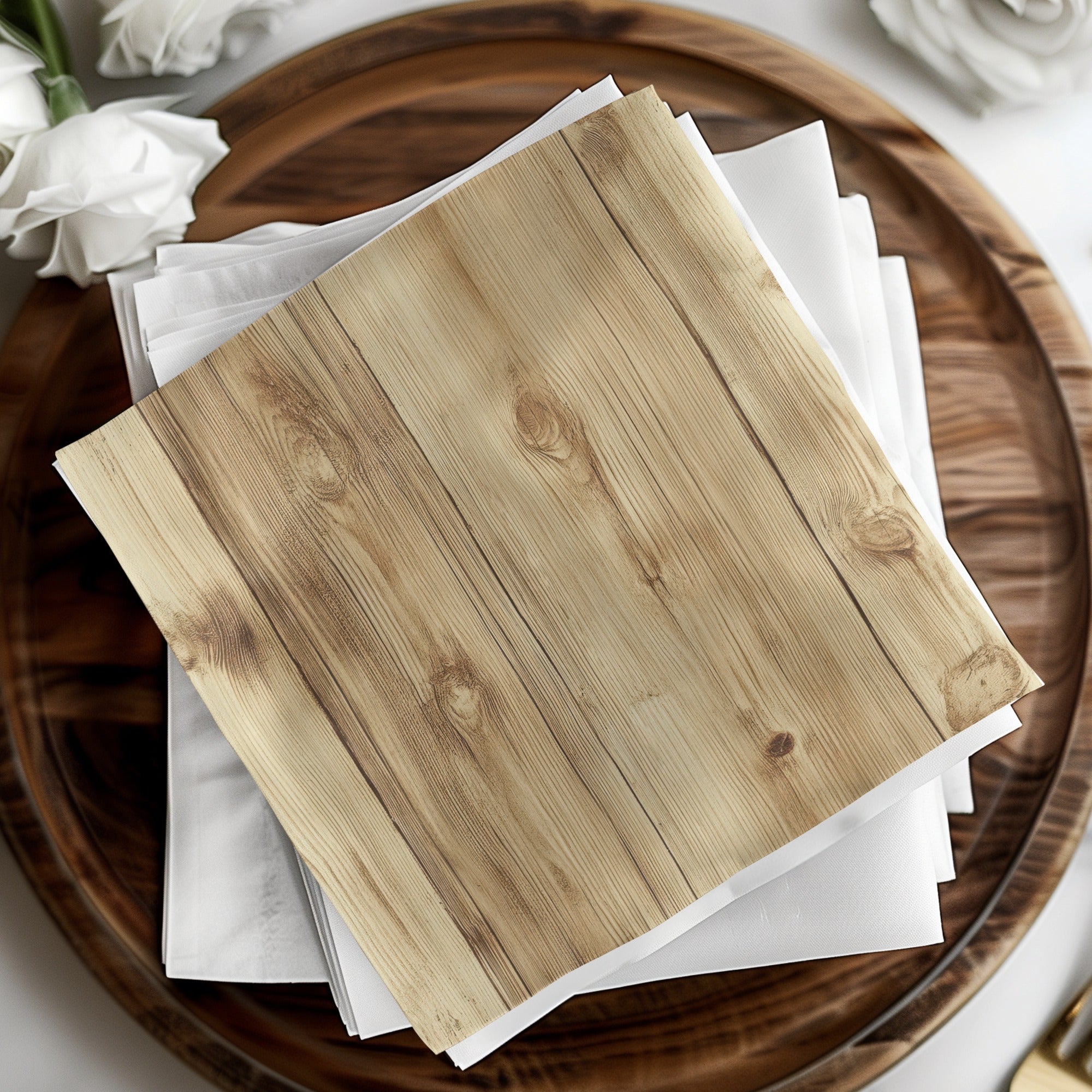 Rustic Wooden Print Disposable Napkins Party Supplies