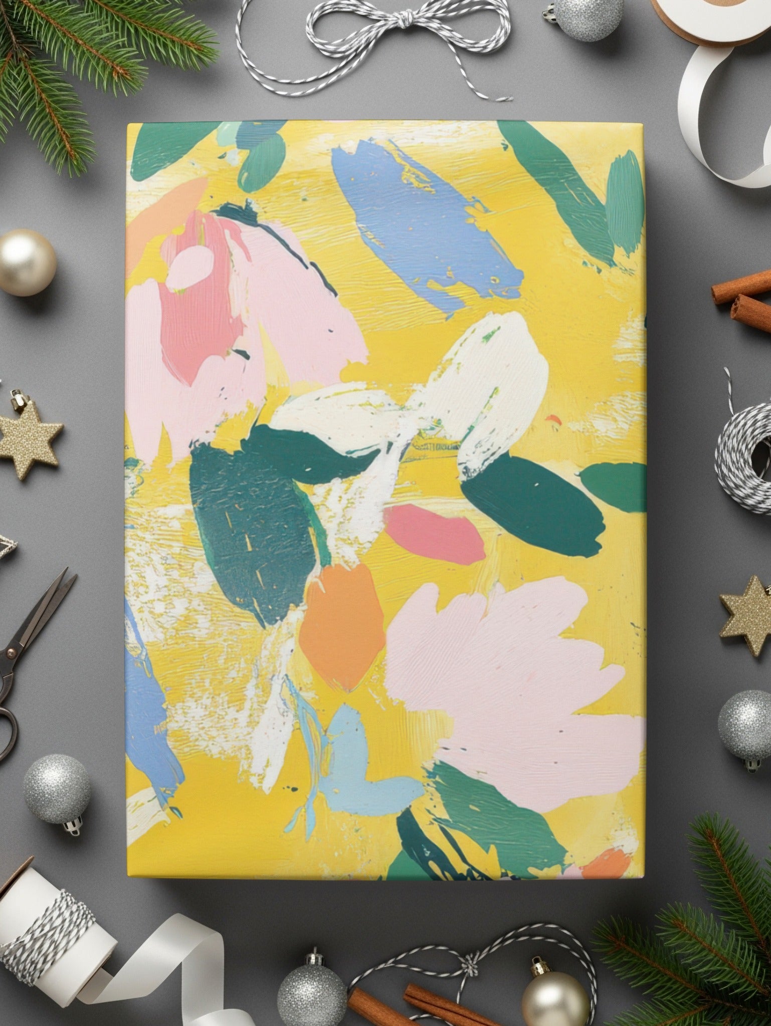 Yellow Abstract Floral Seamless Pattern, Acrylic Painting Digital Paper, Modern Gouache Painted Fabric Design, Fine Art Floral Texture - Moore and Mountain