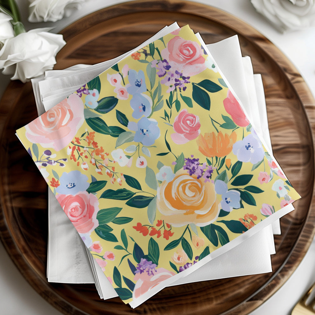 Yellow Acrylic Seamless Pattern, Abstract Floral Digital Paper, Modern Gouache Painted Background, Fine Art Floral Design, Spring Ditsy Art - Moore and Mountain