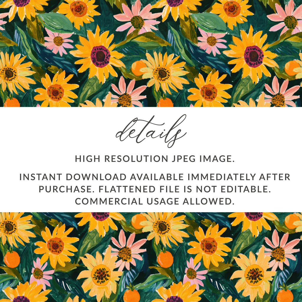 Bright Sunflower and Daisies Floral Digital Download