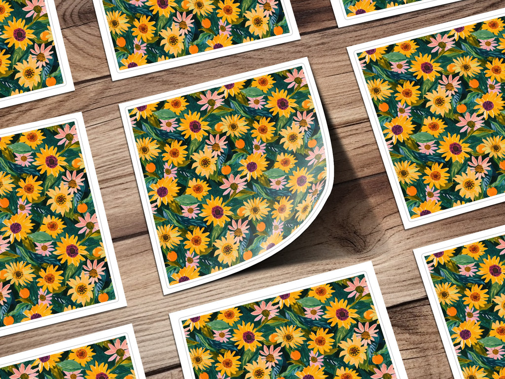 Sunflower and Floral Pattern Unique Art Print