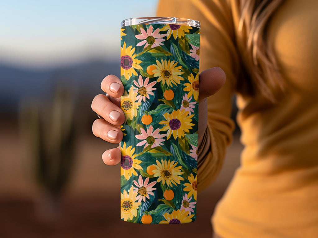 Floral Patterned Insulated Tumbler for Hot or Cold Drinks