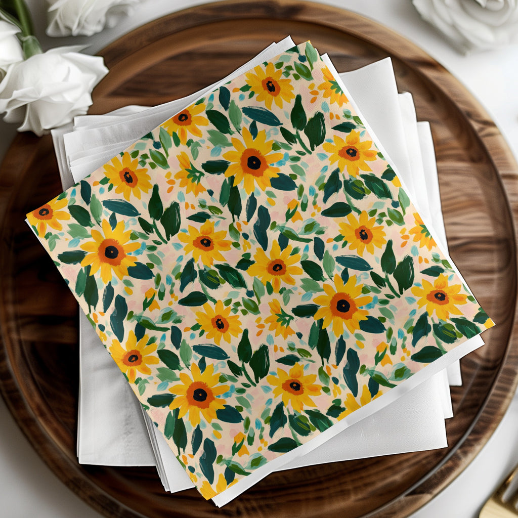 Vibrant Sunflower Design Square Napkins for Events