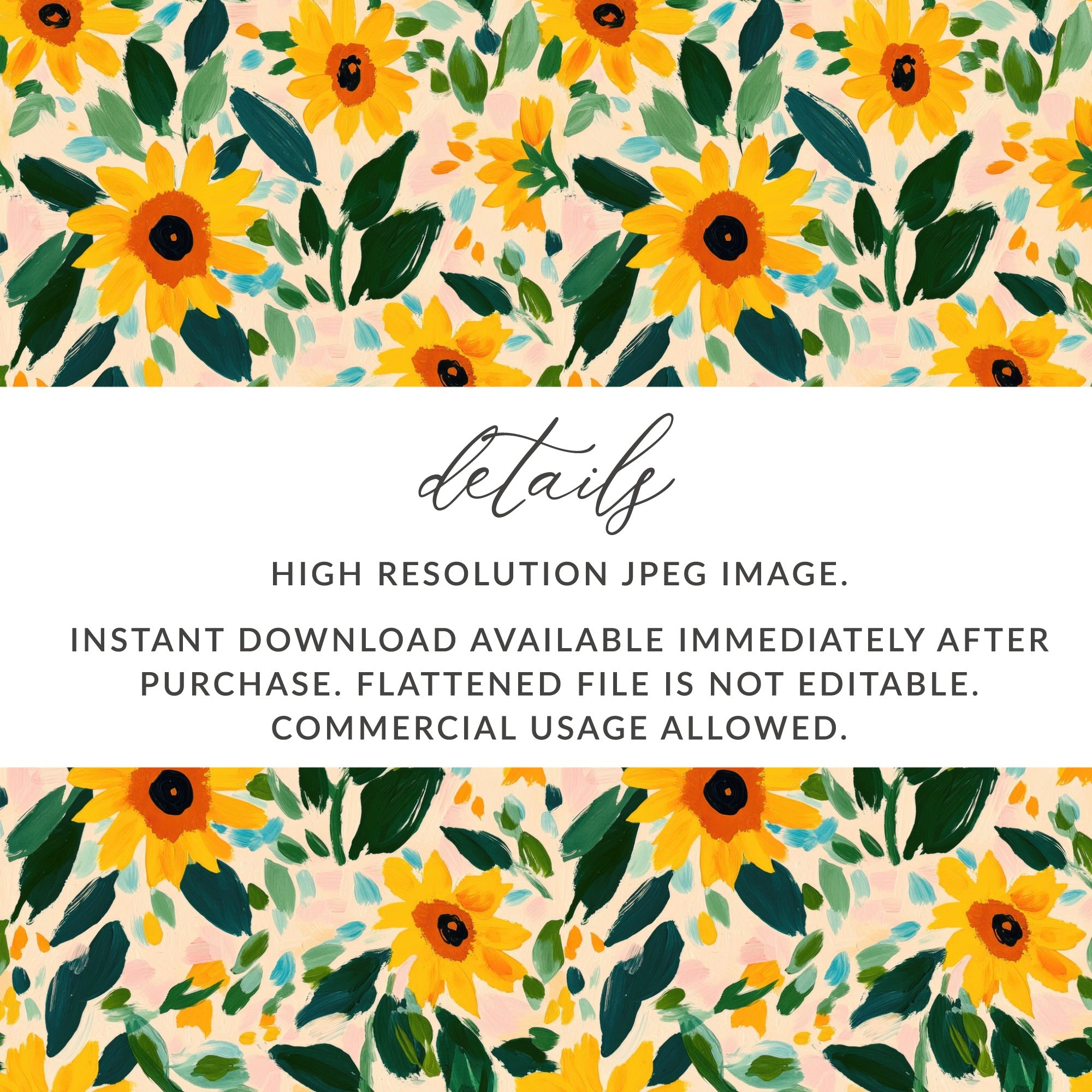 High Resolution Sunflower Pattern Digital Download Image