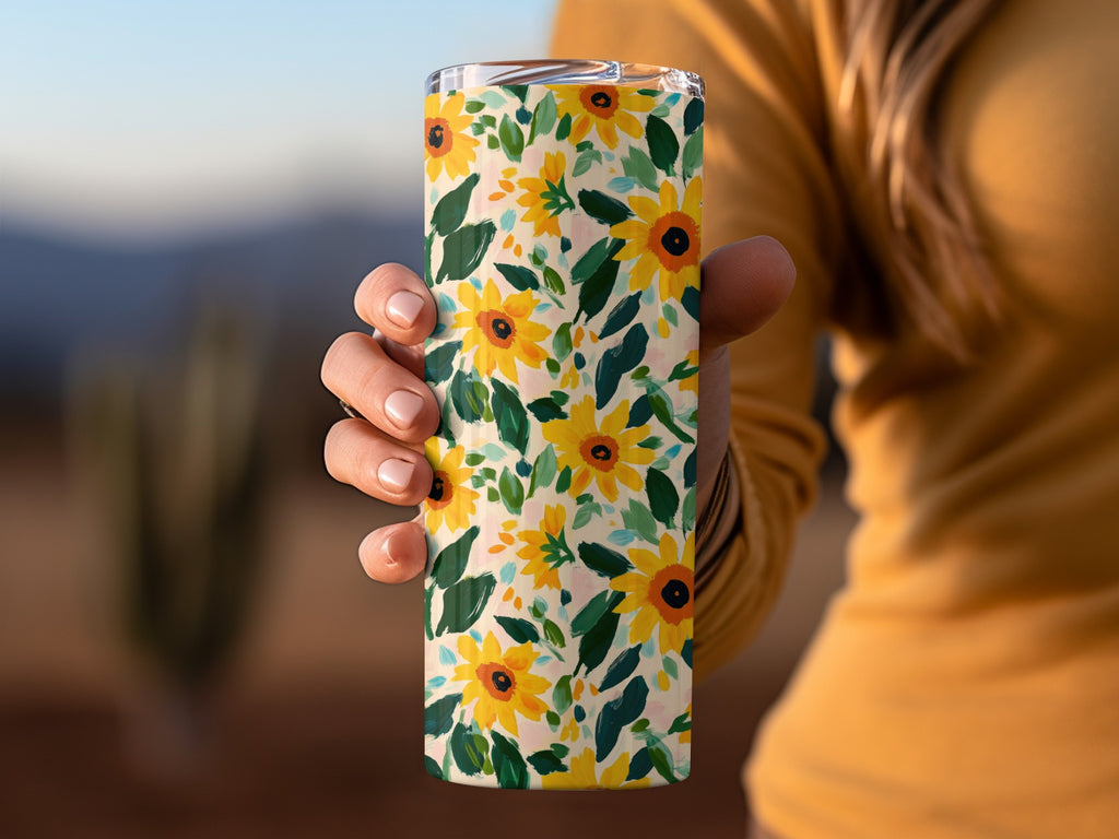 Sunflower Pattern Insulated Tumbler for Daily Use