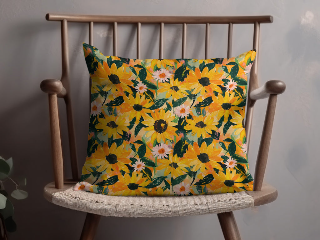 Bright Sunflower Pattern Decorative Pillow Cover
