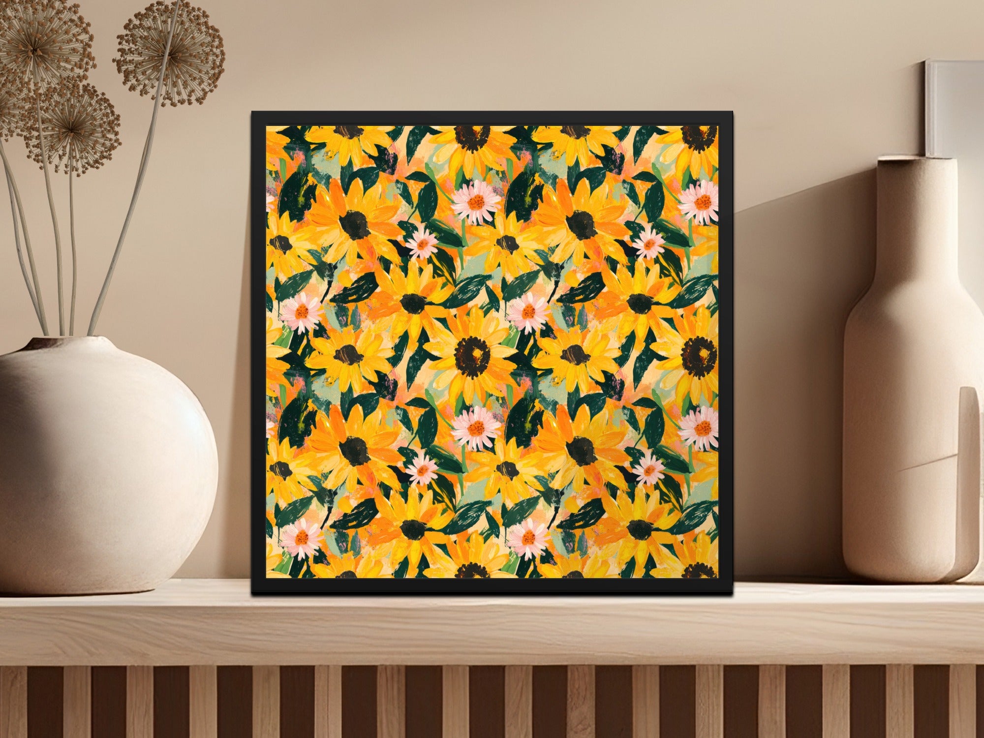 Sunflower and Daisy Floral Art Print Wall Decor