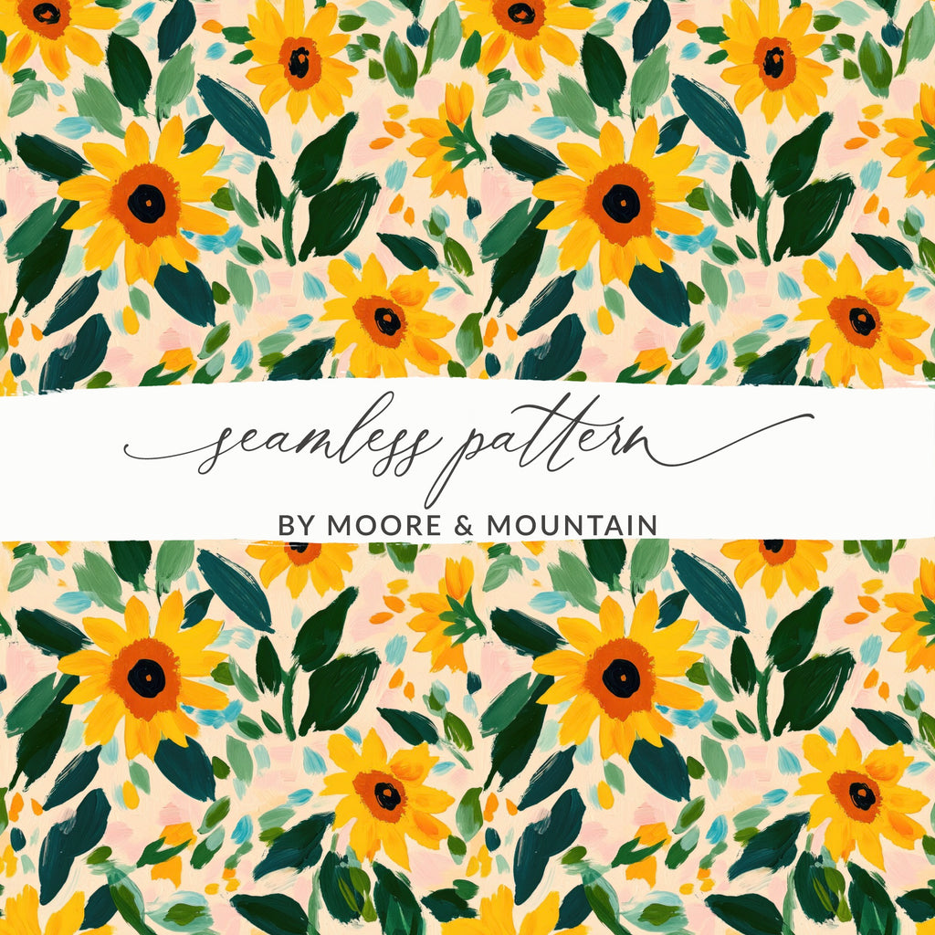 Vibrant Sunflower Seamless Pattern by Moore & Mountain