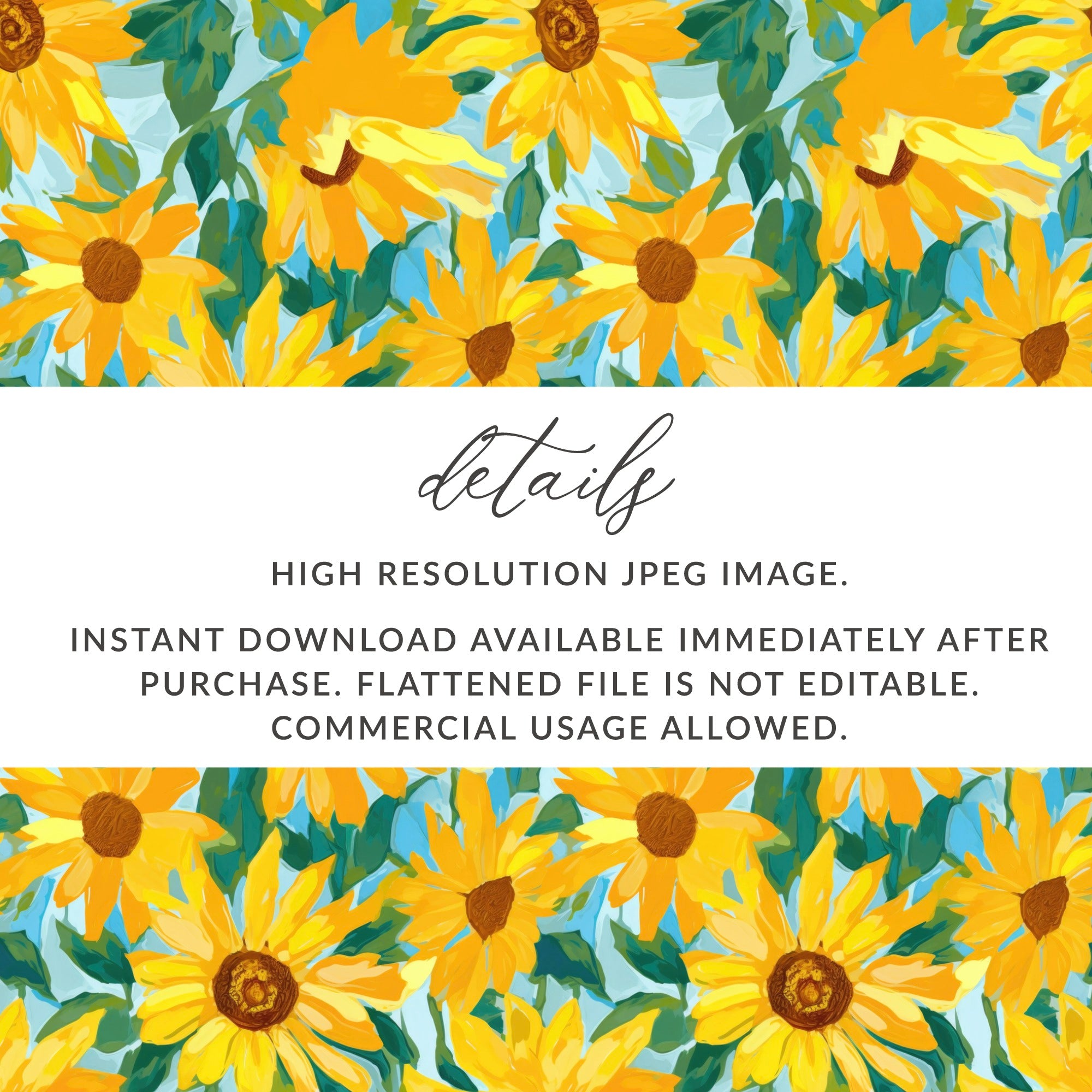 High Resolution Sunflower Watercolor Digital Download