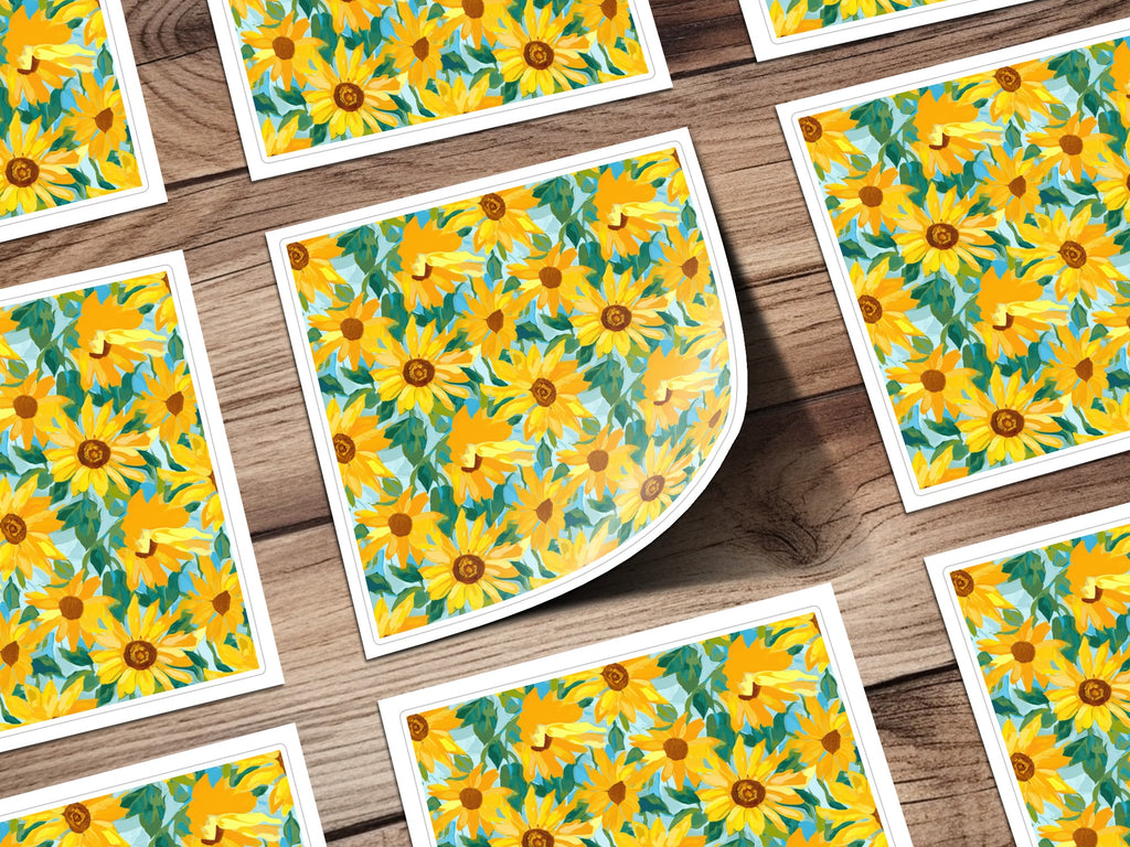 Bright Yellow Sunflower Pattern Design Sticker Product