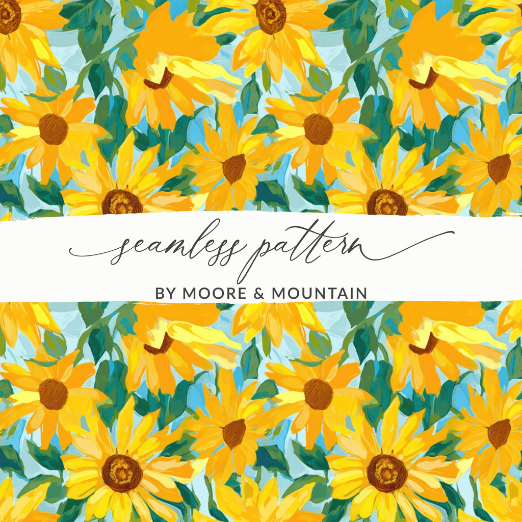 Bright Yellow Sunflower Seamless Pattern by Moore & Mountain
