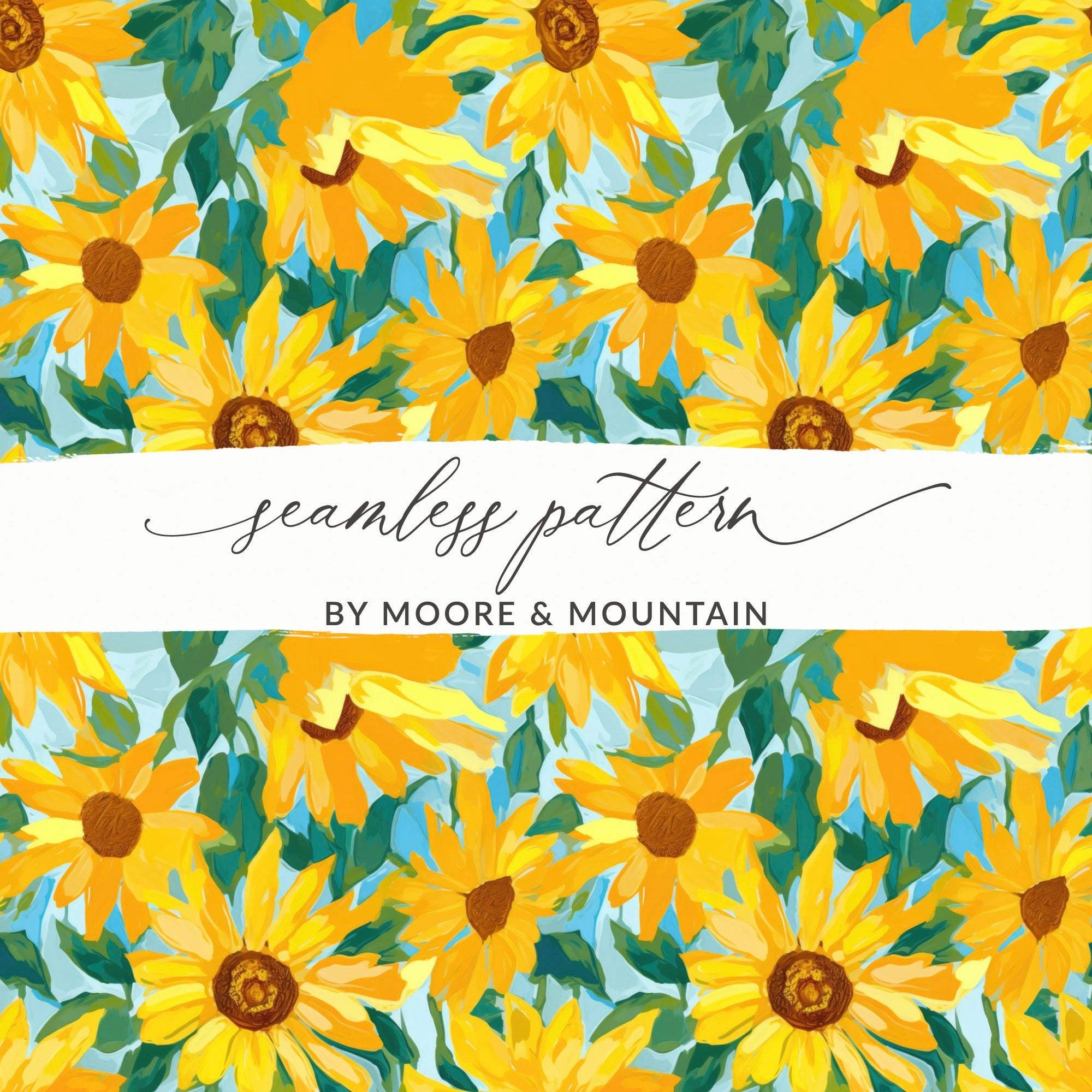 Bright Yellow Sunflower Seamless Pattern by Moore & Mountain