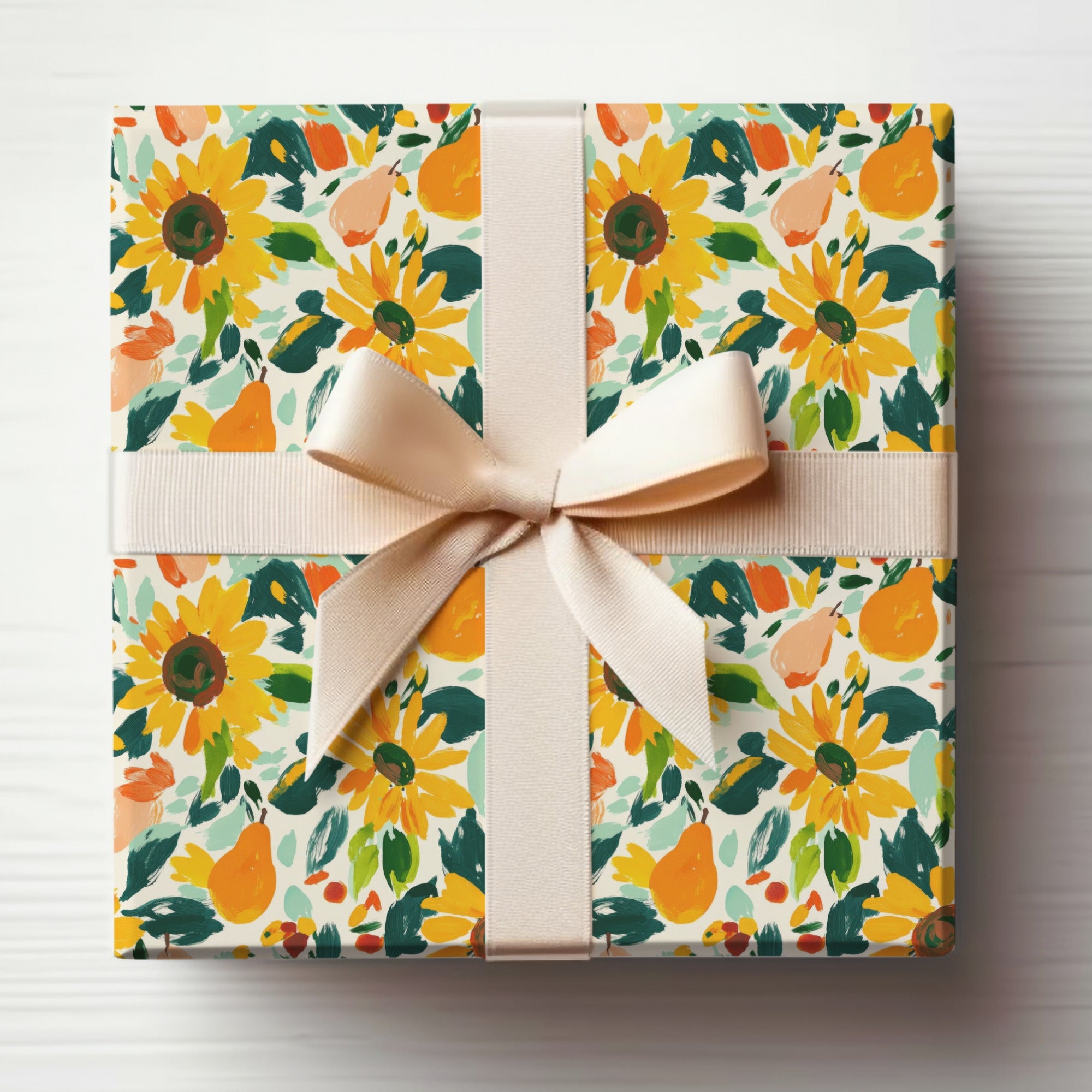 Sunflower and Pear Pattern Gift Wrapping Paper