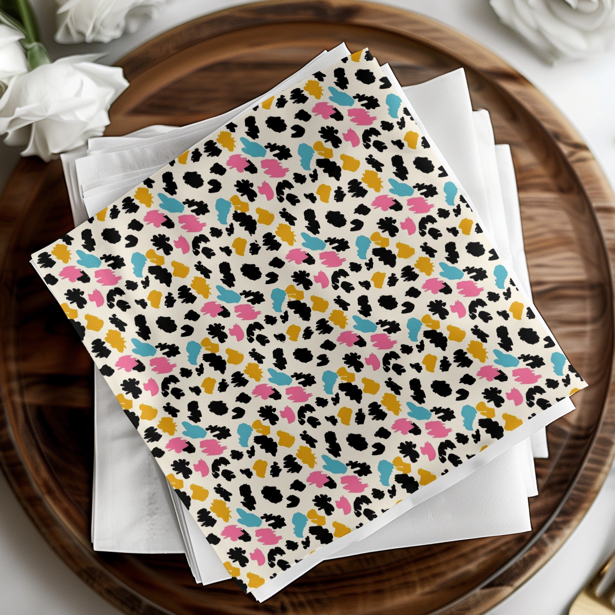 Colorful Abstract Leopard Print Napkins Set Decor