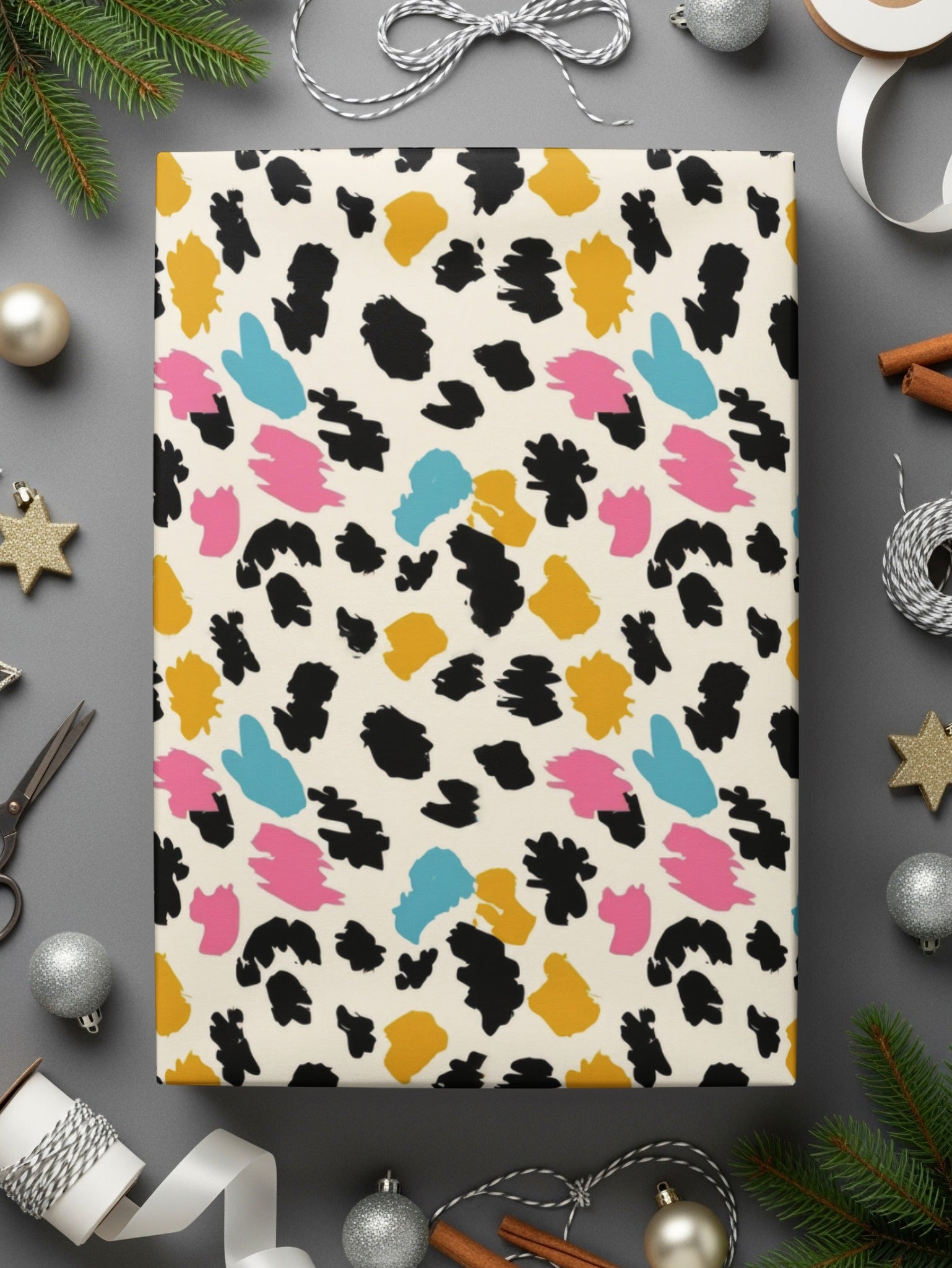 Colorful Brushstroke Pattern Wrapping Paper Sheet