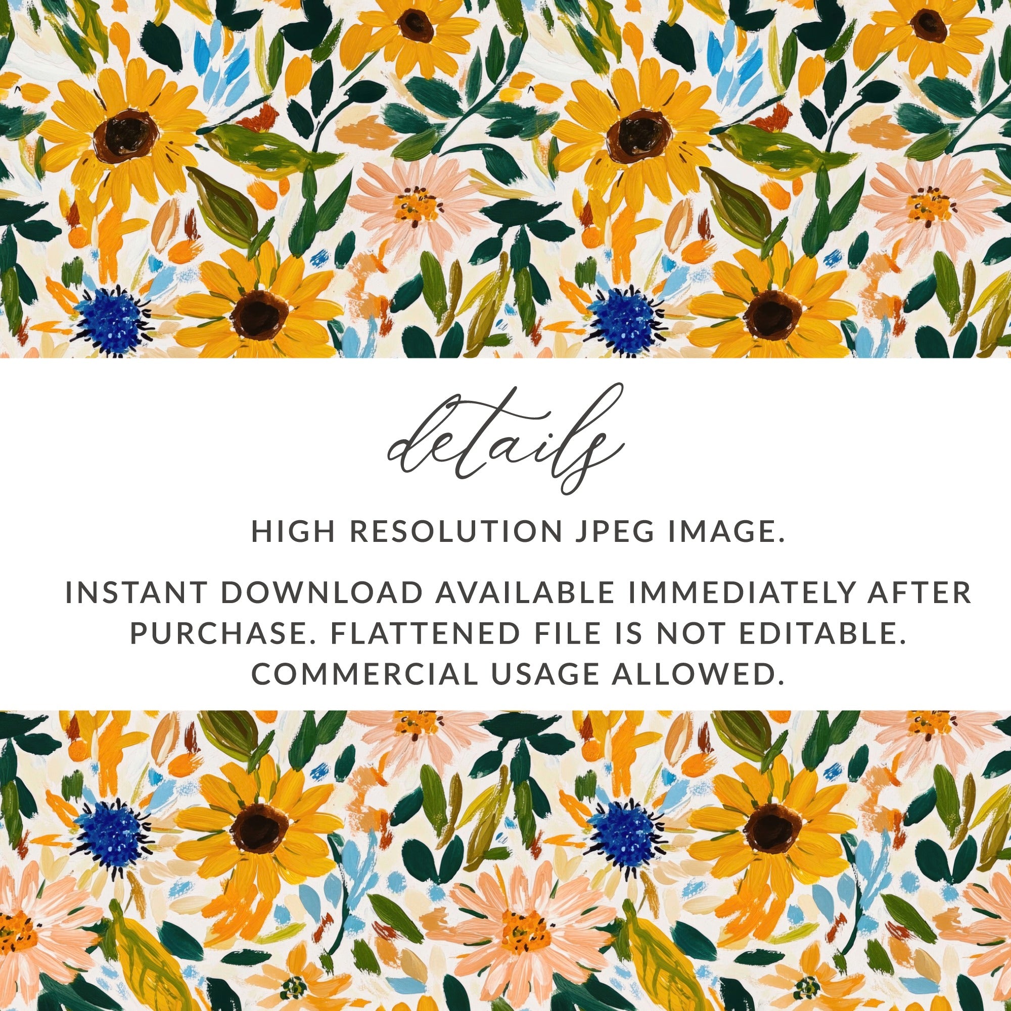 Sunflower and Floral Pattern High Resolution JPEG Image