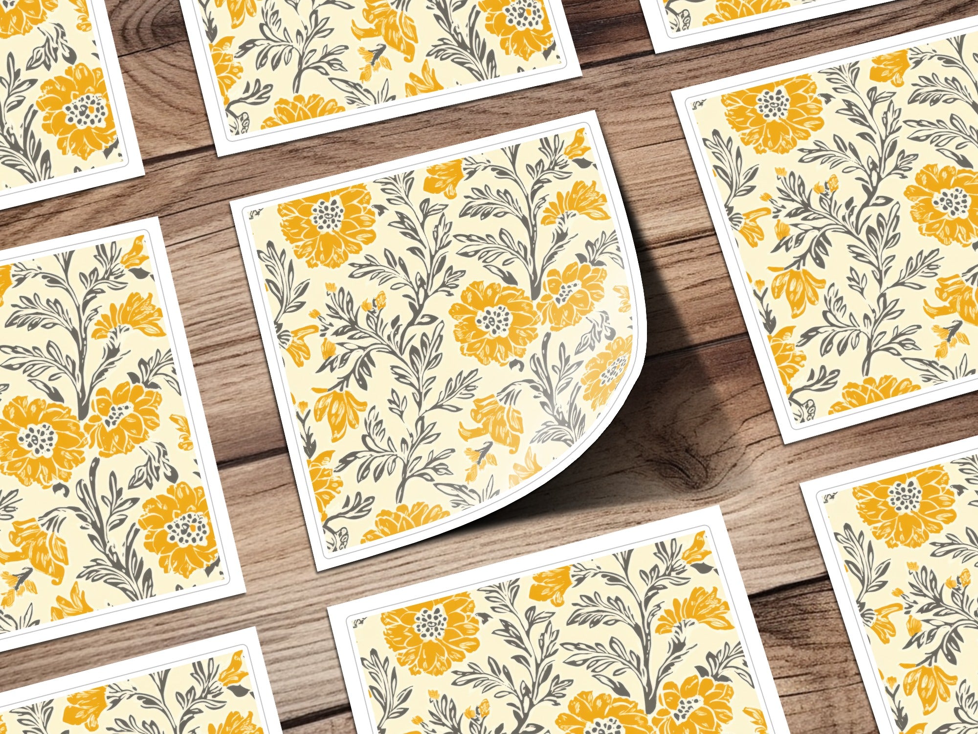 Yellow Botanical Motif Indian Chintz Pattern for Textiles Digital - Moore and Mountain