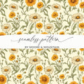 Yellow Daisy Floral Digital Paper, Spring Flowers Pattern, Cream, Botanical Print, Seamless Floral Design, Repeat Pattern, Digital Product - Moore and Mountain