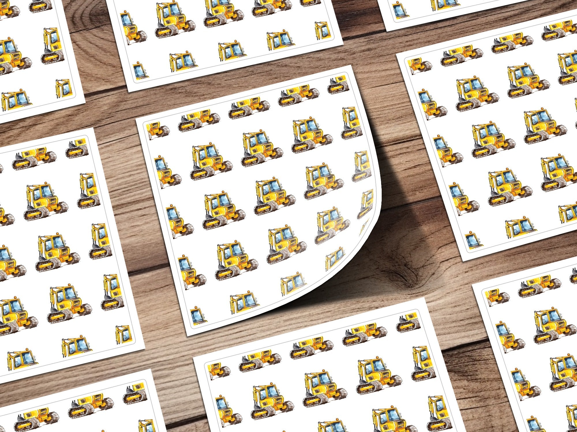 Yellow Excavator Seamless Pattern, Construction Vehicles, Digital Download, Kids Fabric, Scrapbooking Paper, Trucks, Construction Theme - Moore and Mountain