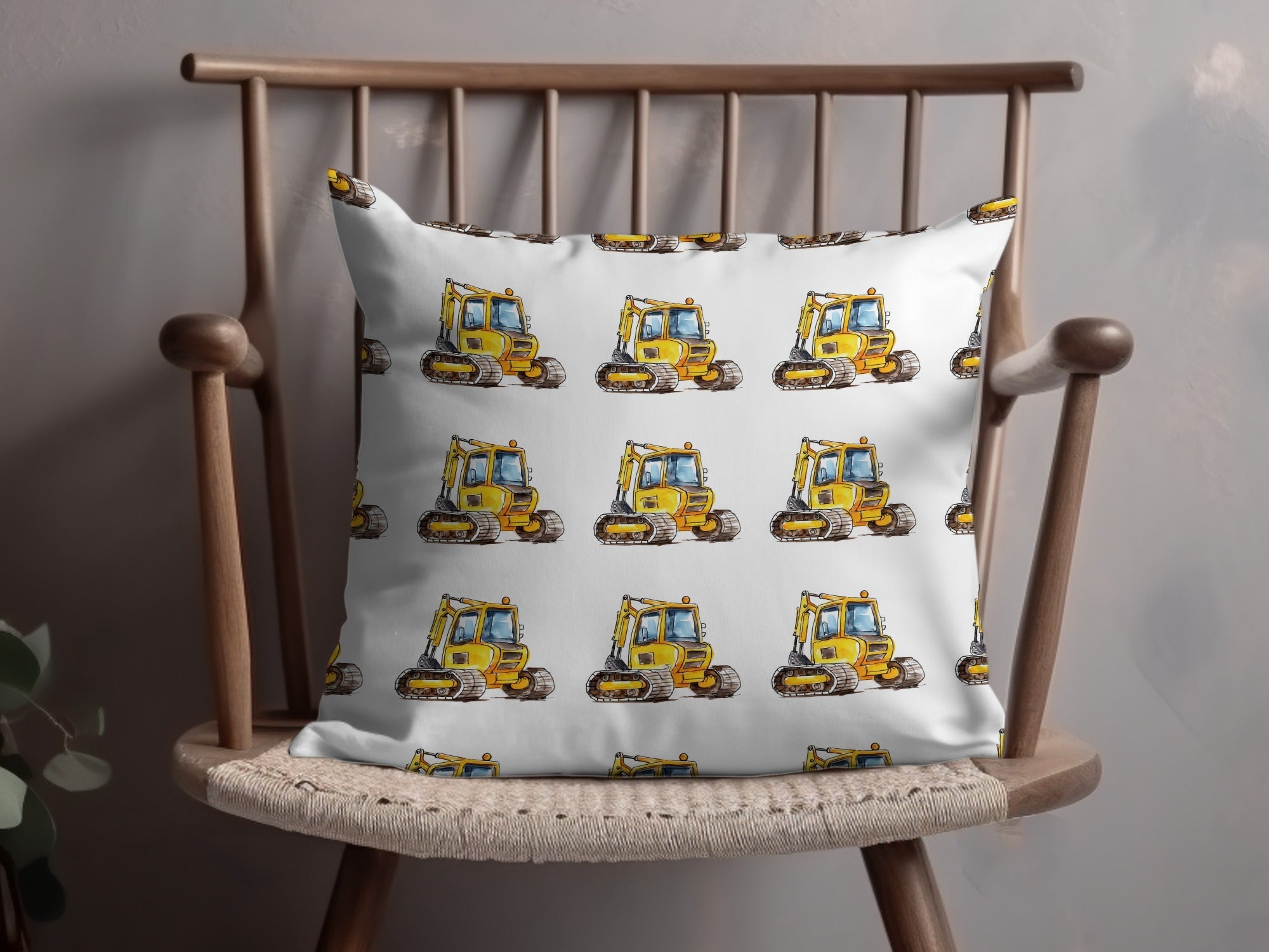 Yellow Excavator Seamless Pattern, Construction Vehicles, Digital Download, Kids Fabric, Scrapbooking Paper, Trucks, Construction Theme - Moore and Mountain