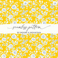 Yellow Floral Seamless Pattern Digital, Chinoiserie Design, Blue White Flowers, Repeatable Texture, Printable Scrapbook Paper, JPEG Files - Moore and Mountain