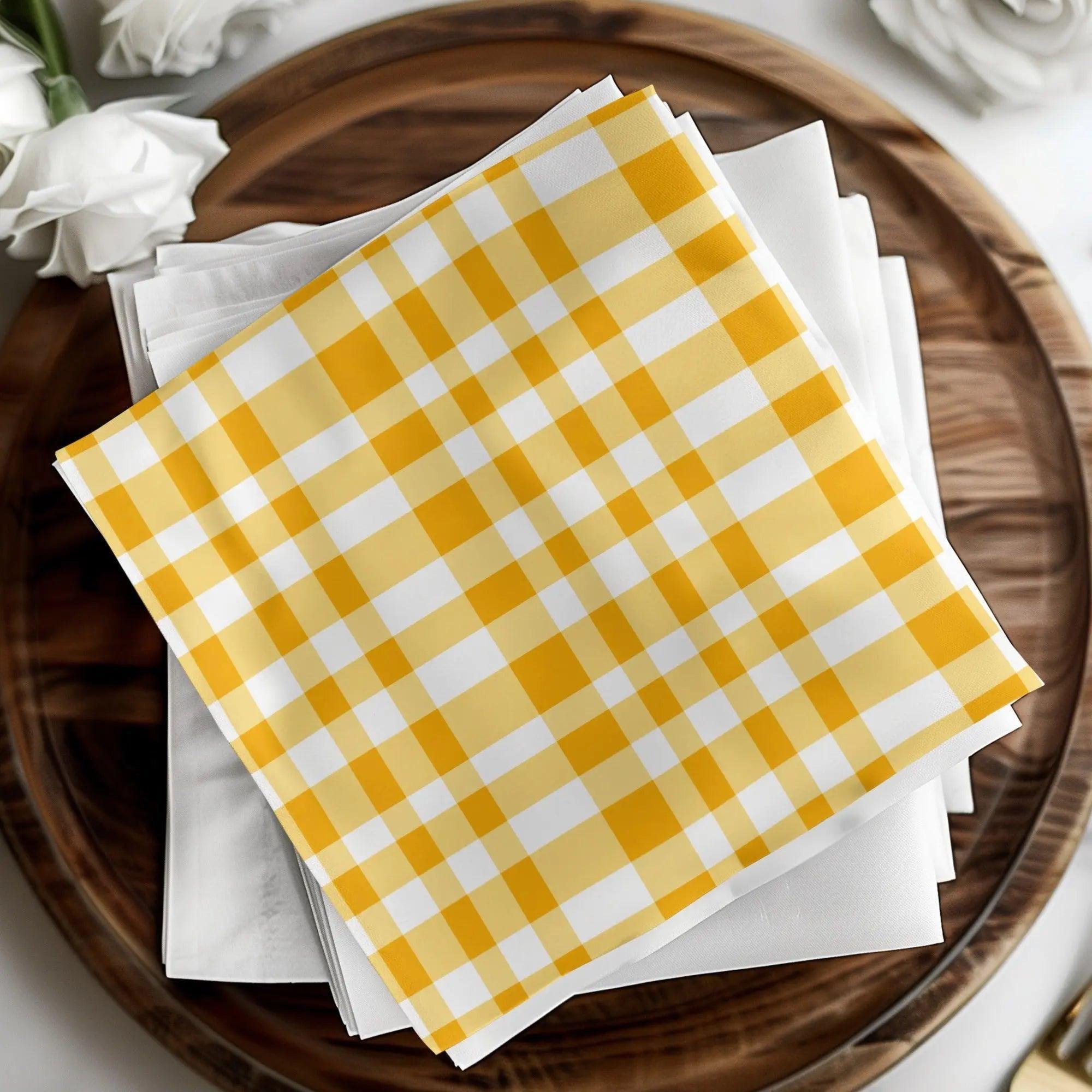 Yellow Gingham Digital Paper, Seamless Checkered Pattern, Fabric Texture, 12x12 JPEG, Scrapbooking Paper, Commercial Use - Moore and Mountain