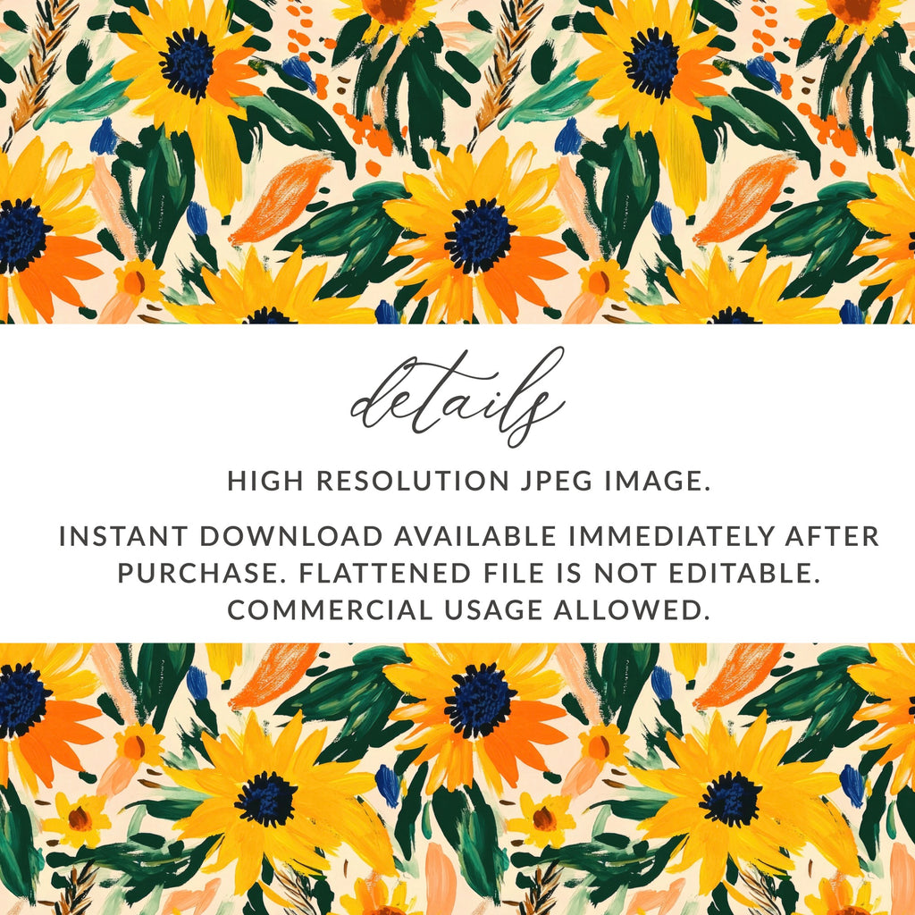 Sunflower Floral Pattern Digital Download Image