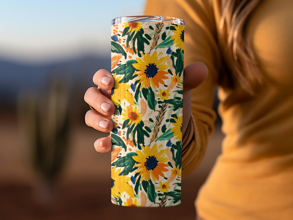 Colorful Sunflower Design Insulated Tumbler Cup
