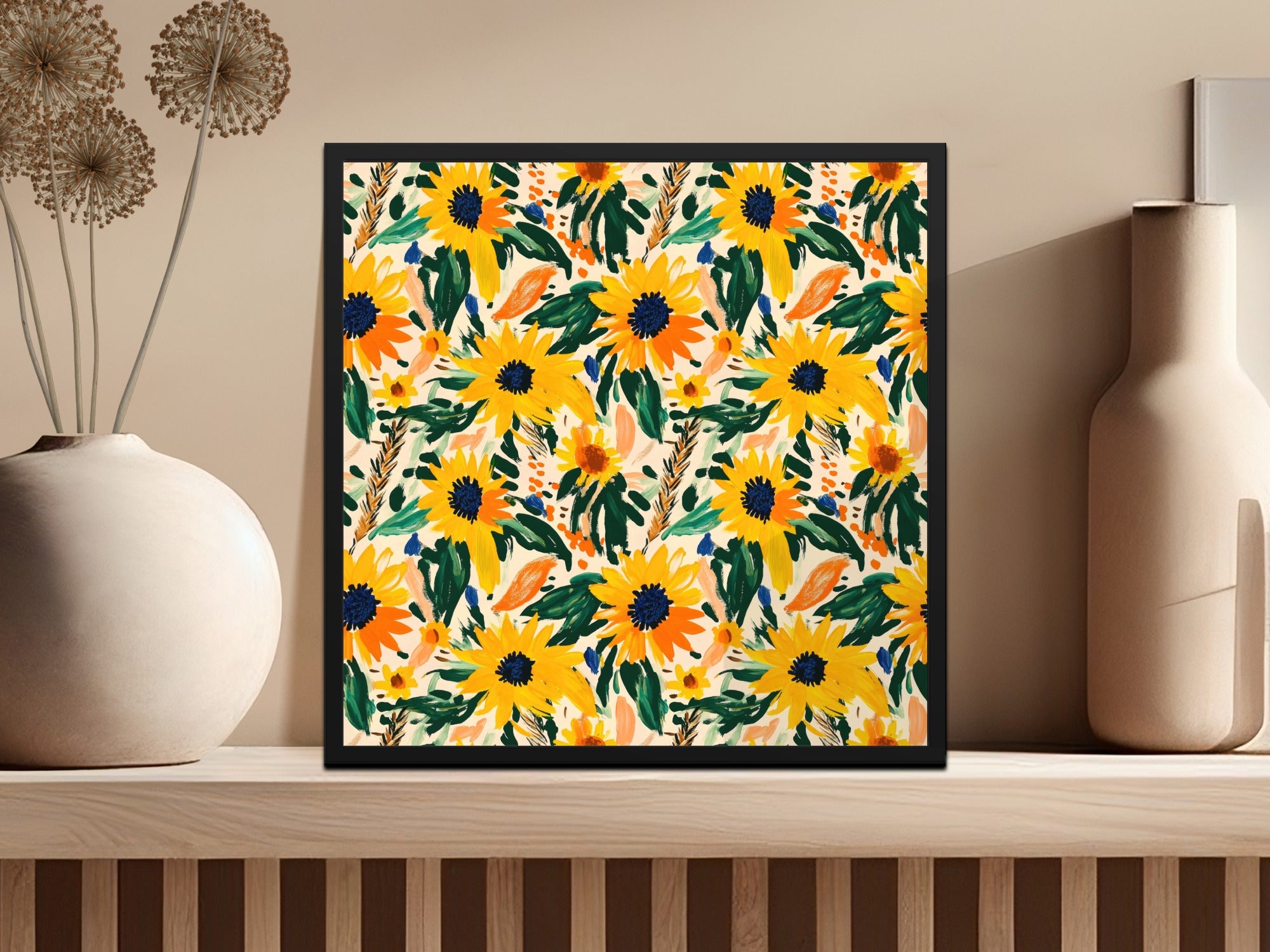 Bright Sunflower Pattern Colorful Art Print Product