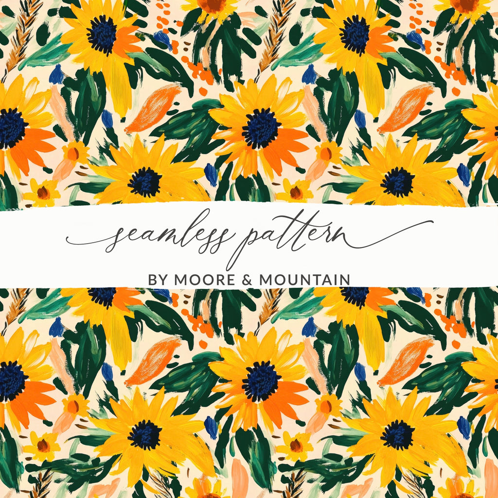 Colorful Sunflower Seamless Pattern by Moore & Mountain