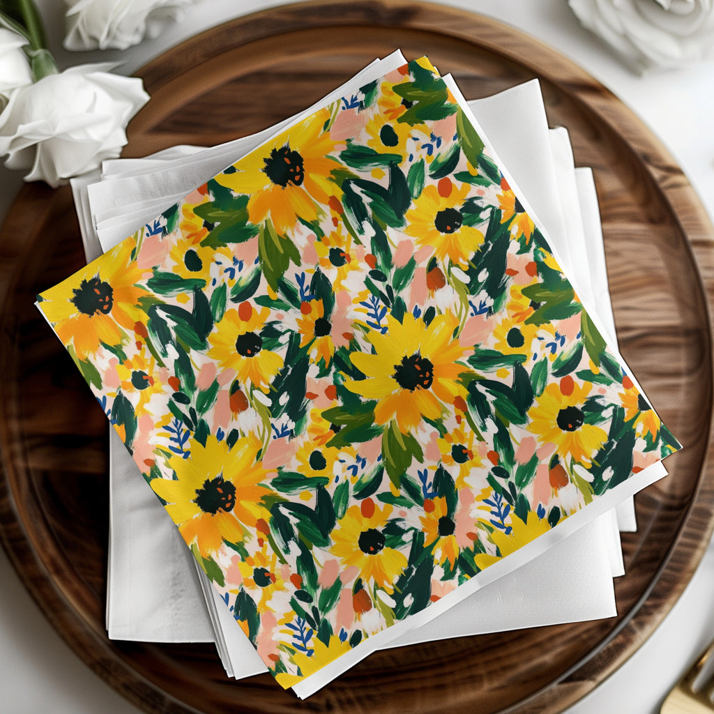 Colorful Sunflower Floral Print Decorative Paper Napkin