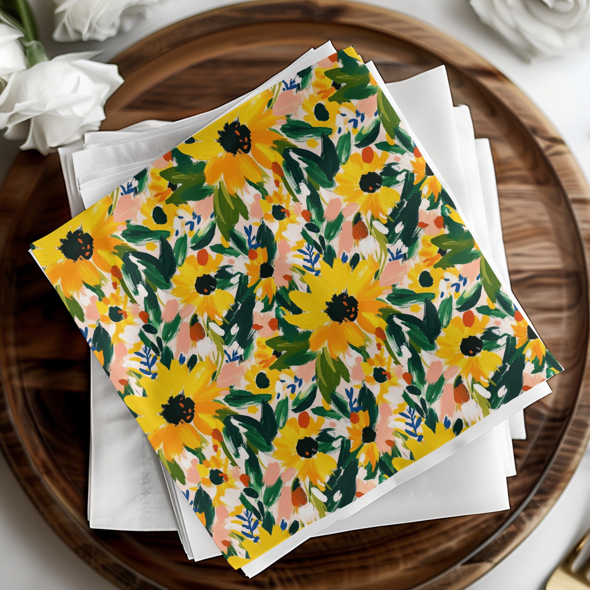 Colorful Sunflower Floral Print Decorative Paper Napkin