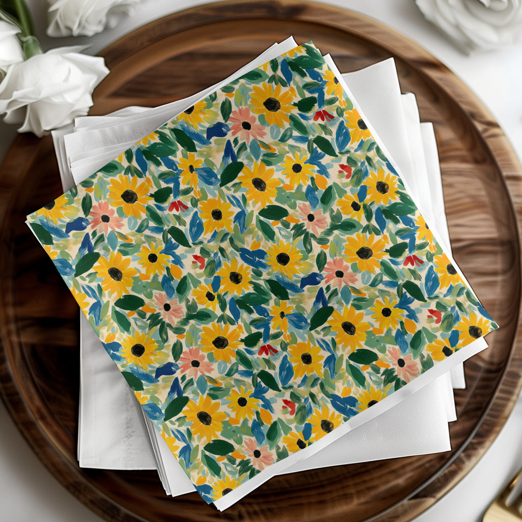 Colorful Sunflower Floral Pattern Napkin Product
