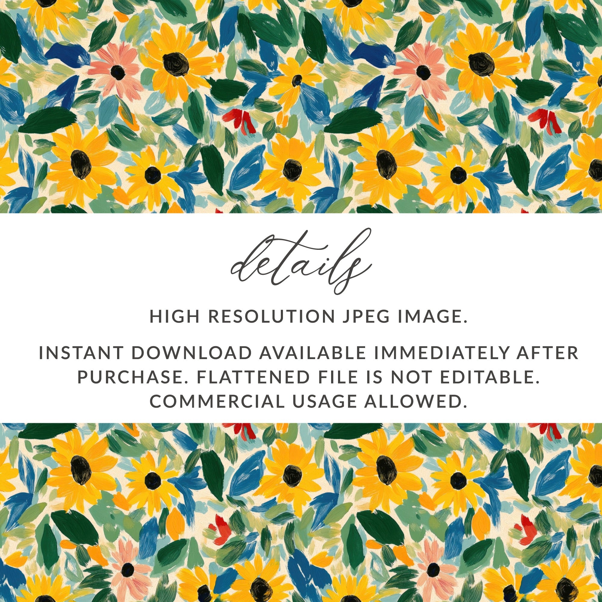 High Resolution Sunflower Pattern Instant Download Image