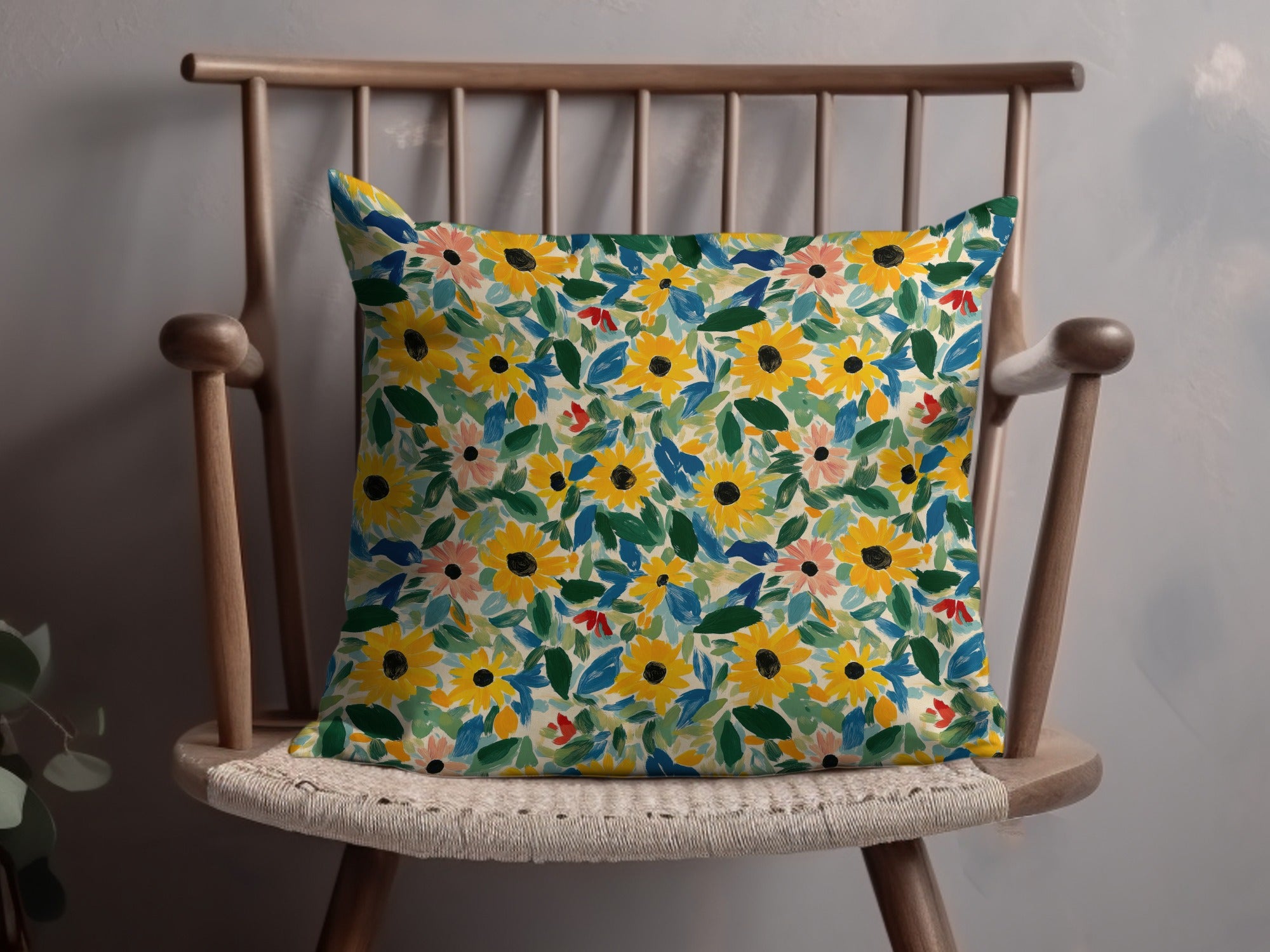 Colorful Floral Design Decorative Pillow Case Cover